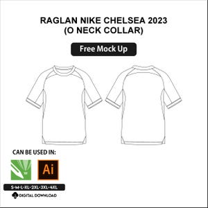 Sewing Pattern Jersey Raglan Nike Chelsea 2023 O-Neck Collar (Digital Download)