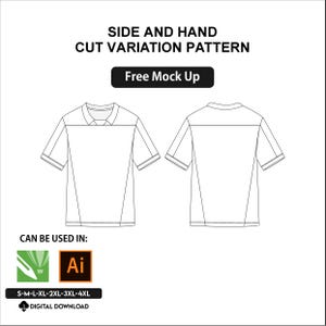 Schnittmuster Fußball-Trikot Seiten, Schulter, und Ärmelschnitt Variationen Digitaler Download