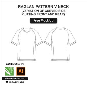 Modello di cucito per jersey raglan, varianti con taglio laterale curvo davanti e dietro (download digitale)