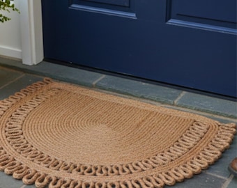 Geef je entree een boost: wasbare halve maan jute deurmat - luxe antislip welkomstmat voor villa, jacht en camper - boho decor voorveranda