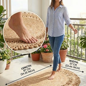 Doormat Elevate Your Entryway Washable Half Moon Jute Luxury Non-Slip Welcome Mat for Villa, Yacht & RV - Boho Front Porch Decor image 17