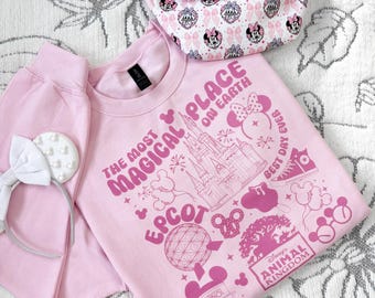 Sudadera con adorables gráficos rosas inspirados en los parques de Disney