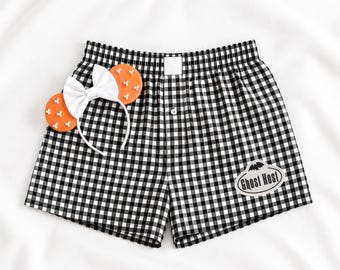 Adorable short Vichy brodé Halloween Ghost Host inspiré de Disney