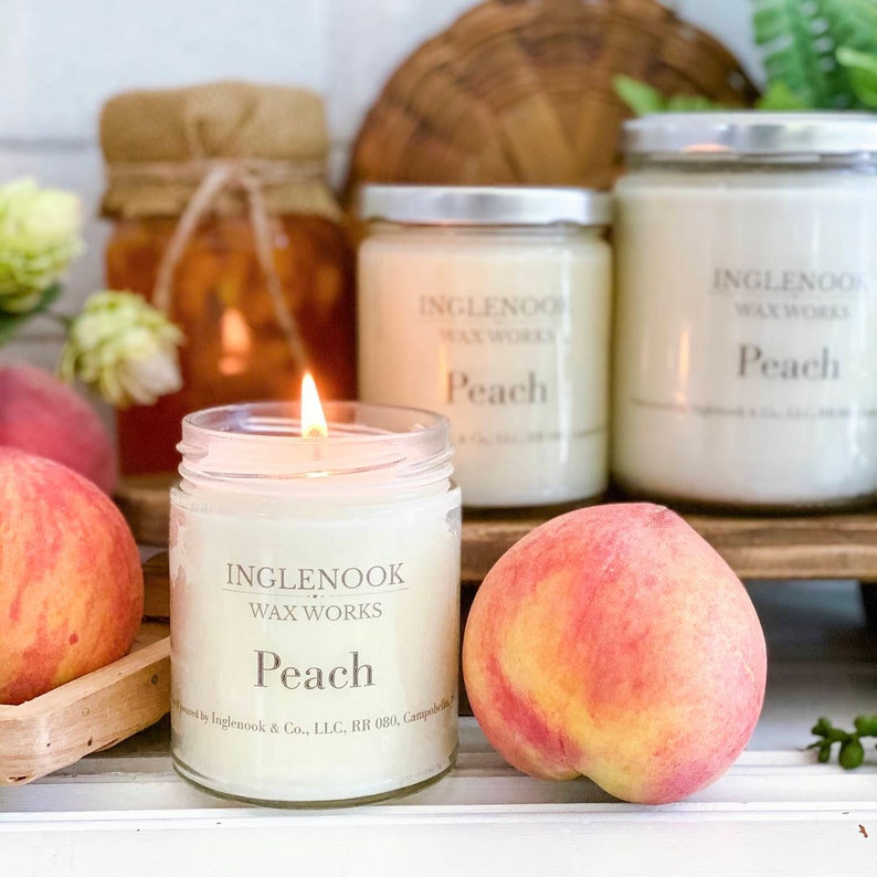 Peach Candle 8 oz and 16 oz Soy Candle Home Scents Home Etsy