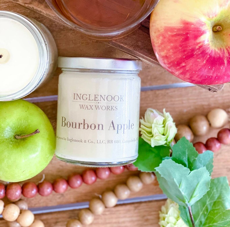 Bourbon Apple Candle 8 Oz and 16 Oz Soy Candle Inglenook Etsy