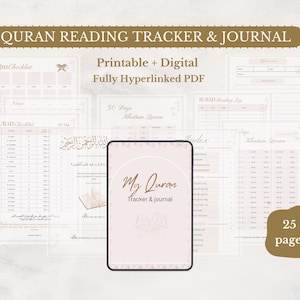 Printable+Digital Quran Tracker,Recitation & Memorisation Tracker,Quran planner,Quran Journal digital,Islamic study,Muslim planner pdf