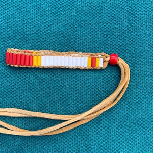 Red and White wampum Bracelet B-55