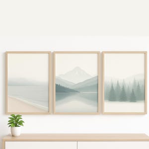 Nordic Wall Art Set of 3, Scandinavian Landscape Prints, Neutral College Dorm Decor