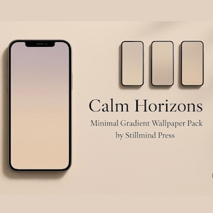 Paquete de fondos de pantalla minimalistas con degradado neutro para iPhone y Android | Fondos de pantalla con estética tranquila | 5 fondos de pantalla digitales en beige suave