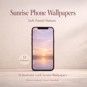 Pastel Phone Wallpapers Calm Soft Nature 12 iPhone Lock Screen Backgrounds Digital Download