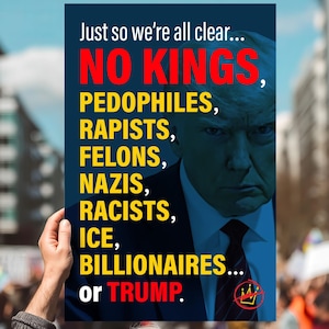 Anti-Trump Protest Sign – No Kings, No Trump (Digital Download)