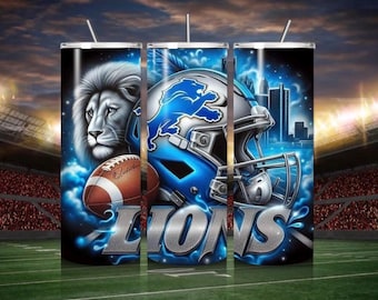 Detroit Lions 20oz Skinny Tumbler Football Tumbler 20oz, Game Day Stainless Steel Cup, Sports Fan Gift, Insulated Travel Mug