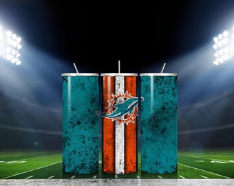 Dolphins 20oz Skinny Tumbler Football Tumbler 20oz, Game Day Stainless Steel Cup, Sports Fan Gift, Insulated Travel Mug