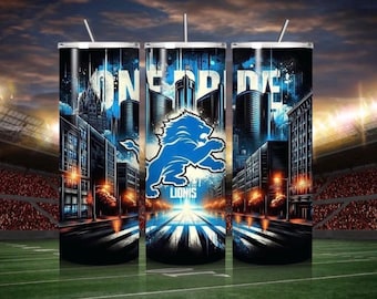 Detroit Lions 20oz Skinny Tumbler Football Tumbler 20oz, Game Day Stainless Steel Cup, Sports Fan Gift, Insulated Travel Mug