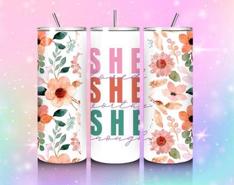 Daily Affirmation Tumbler | Positive Quotes Stainless Steel Cup | Self Love Motivation Water Bottle | Inspirational Gift for Her