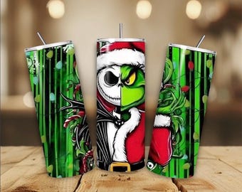 Grinch Christmas Tumbler : 20 oz Metal Hot/Cold