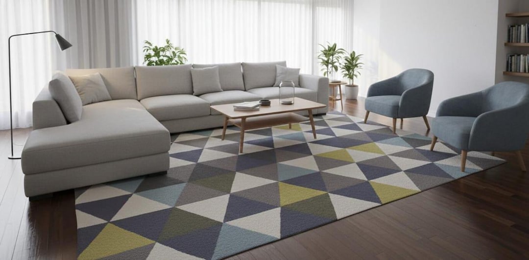 Modern Geometric Triangle Pattern Area Rug – Colorful Contemporary ...