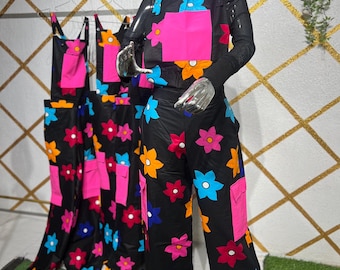 Peto estampado Ankara, mono estampado africano, mono de algodón vibrante, conjunto de juego bohemio