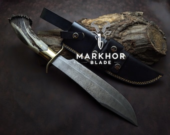 Inglourious Basterds Replica vintage Bowiemesser: Geweihgriff, Lederscheide