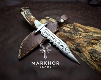 Supernatural Knife: Ruby's Demon K-illing Replica Knife Ruby's Cosplay Prop | Real Antler Handle with Leather Sheath | Christmas Gift