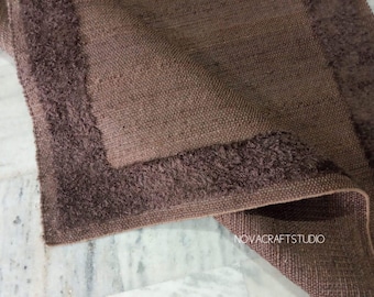 Carpette en jute marron avec bordure texturée | Tapis naturel tissé à la main | Tapis de salon de ferme | Tapis tissé à plat bohème | Tapis de jute aux dimensions personnalisées