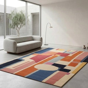 Hand-Tufted Wool Rug – Abstract Sculptural Design Teppich