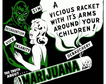 Devil's Harvest | The Smoke of Hell | Vintage Reprint Poster | Propaganda | Drug War | Radical Poster Project | New