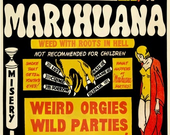 Marihuana Weed Roots in Hell Poster | Propaganda | Drug War | Reprint | Radical Poster Project | Brand New