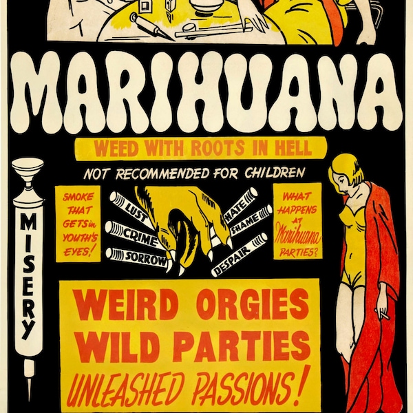 Marihuana Weed Roots in Hell Poster | Propaganda | Drug War | Reprint | Radical Poster Project | Brand New