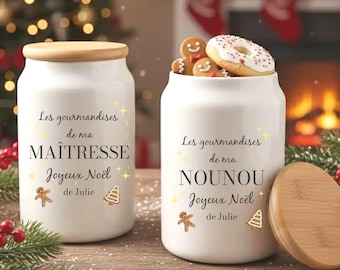 Teacher cookie jar, personalized Christmas gift for nanny, gift idea for atsem and teacher, teacher cake box, Christmas cookie