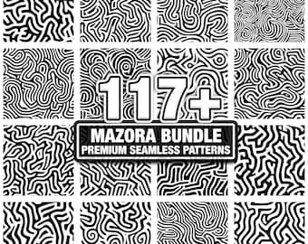 Mazora Groovy - Patrón de laberinto de remolinos. Paquete de texturas sin costuras. Descarga instantánea en formato PNG, DXF, EPS y SVG.