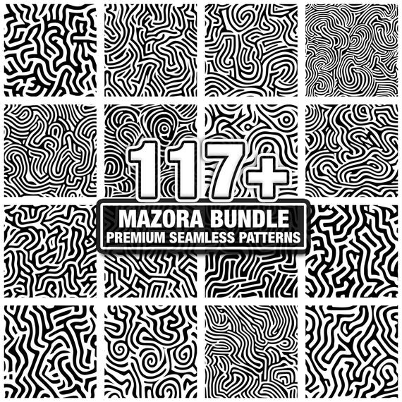 EMBER MAZE 3.5号 S-CUSTOM 5本セット Mazora Groovy Swirl Maze Patterns, Seamless Texture Bundle