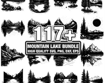 115+ Mountain Lake Bundle, Nature Designs, Instant Download png, dxf, eps, svg