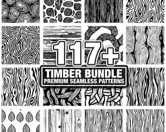Patrones de vetas de madera, paquete de texturas naturales sin costuras. Descarga instantánea en formato PNG, DXF, EPS y SVG.