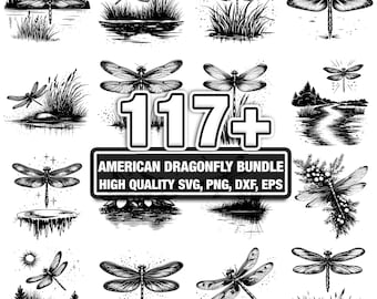 115+ American Dragonfly Bundle, Dragonfly Designs, Instant Download png, dxf, eps, svg
