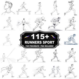 115+ Running Scene Procreate Stamps, Runner png bundle, Instant Download