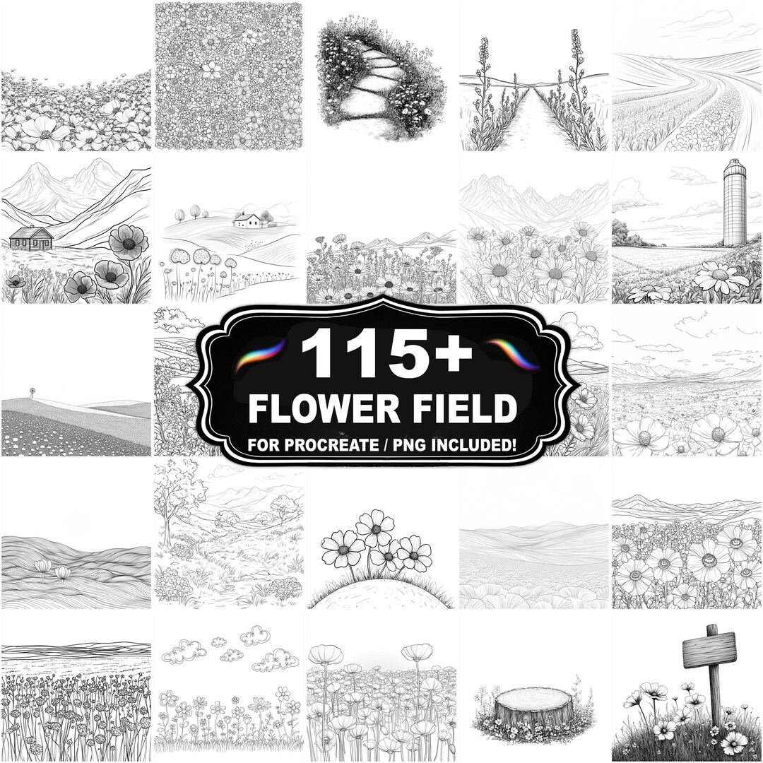 115+ Sunflower Field Procreate Stamps, Field Png Bundle, Instant ...