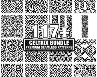 Celtrix Celtic Knotwork patterns, Seamless texture bundle. Instant download png, dxf, eps, svg