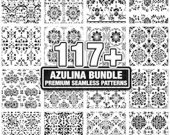 Azulina Mexican Talavera patterns, Seamless texture bundle. Instant download png, dxf, eps, svg