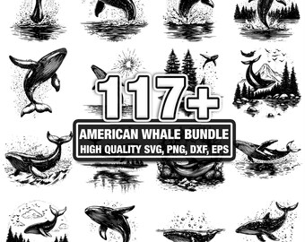 Más de 115 diseños de ballenas americanas, descarga instantánea en formato PNG, DXF, EPS y SVG