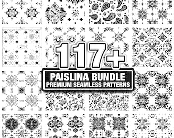 Pacote de texturas sem emenda com estampas paisley de bandana Paislina. Download instantâneo em PNG, DXF, EPS e SVG.