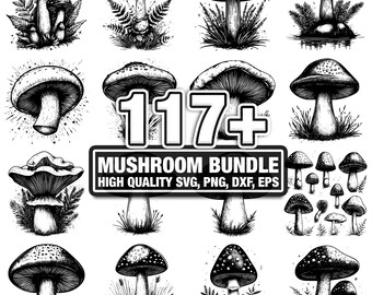 115+ Mushroom Bundle, Nature Designs, Instant Download png, dxf, eps, svg