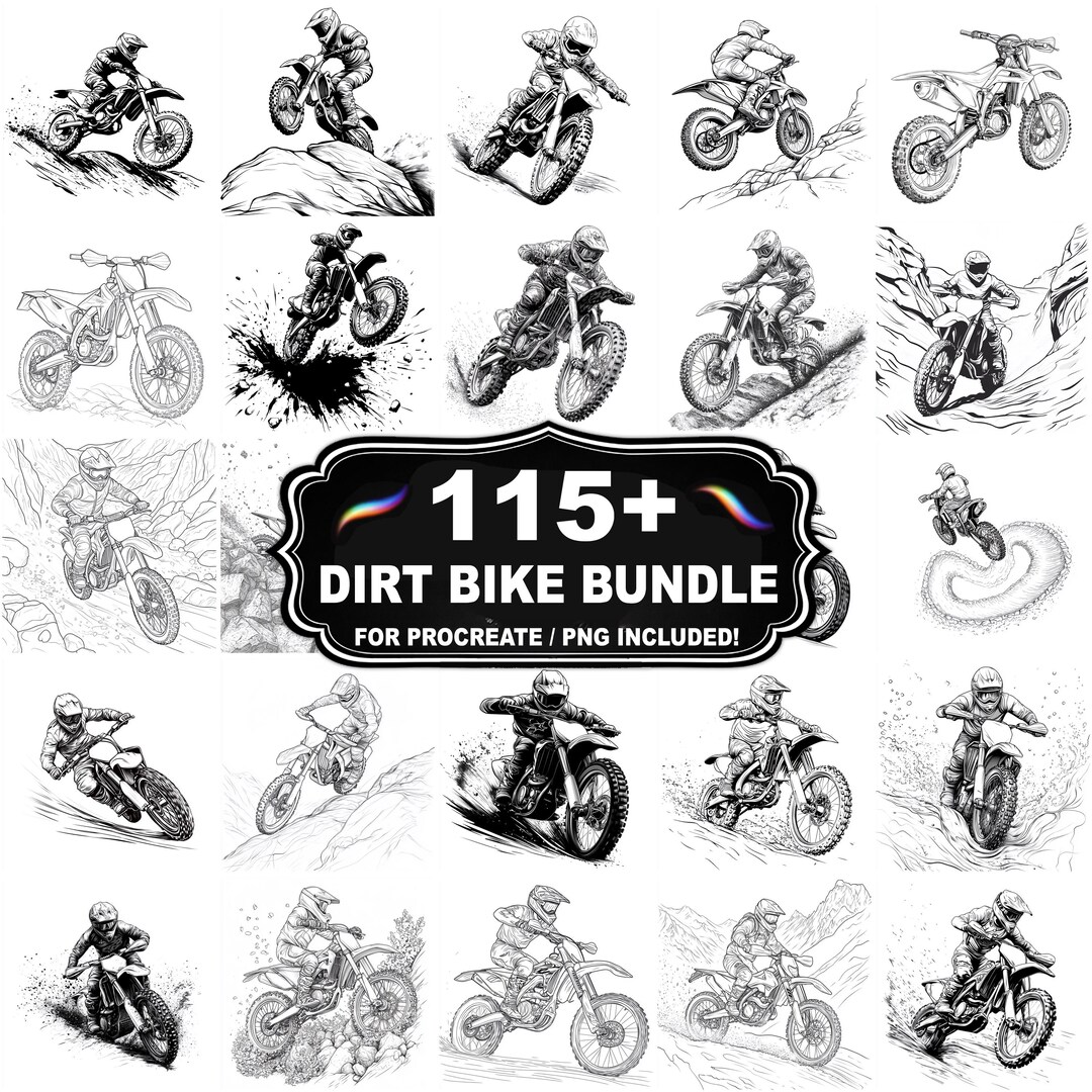 115+ Dirt Bike Stamps for Procreate, Motocross Action Brush Set ...