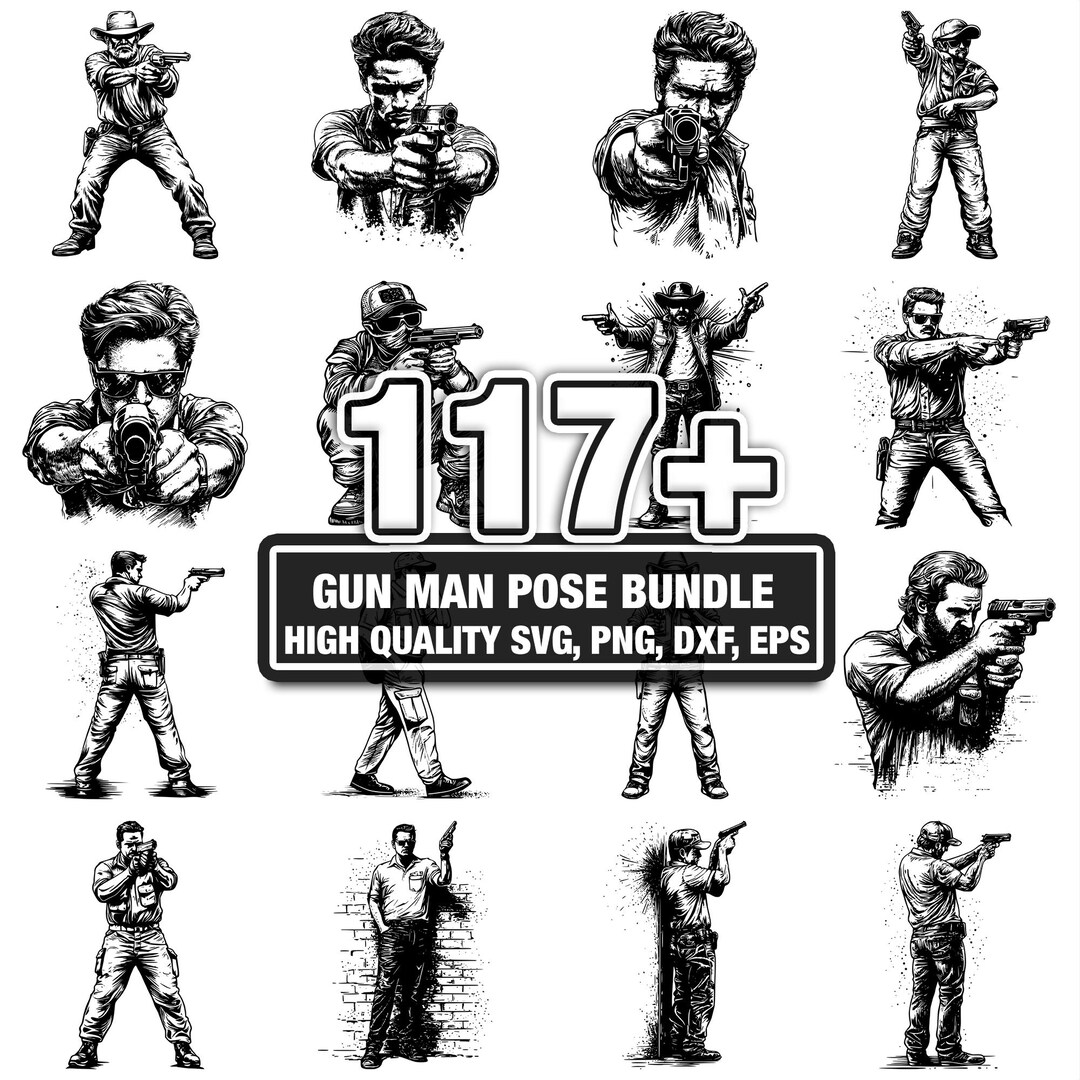 Man And Rifle Svg 117+ Gun Man Pose SVG Bundle,instant Digital Download Png, Dxf, Eps ...