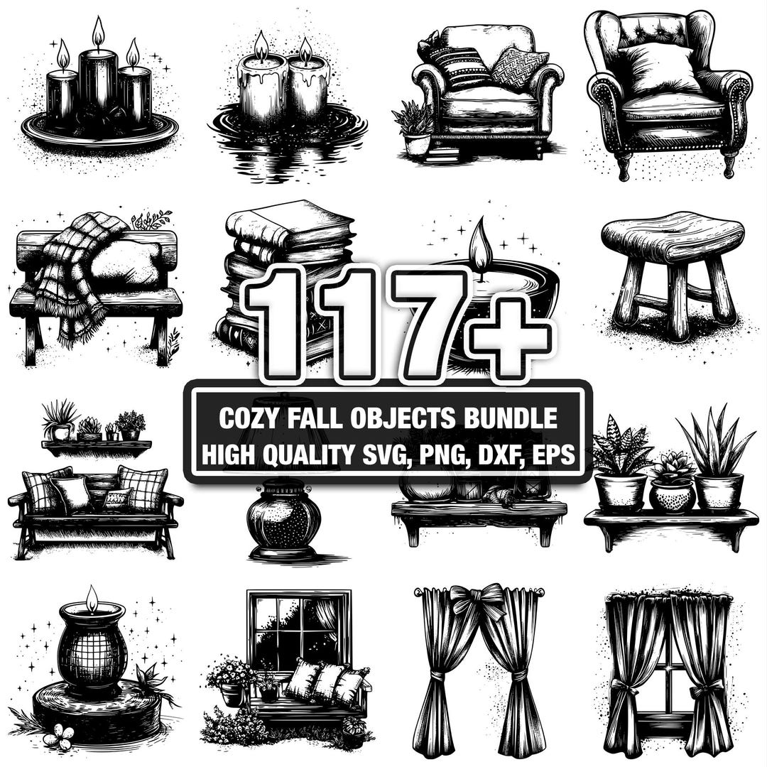 117+ Cozy Fall Objects SVG Bundle,instant Digital Download Png, Dxf ...