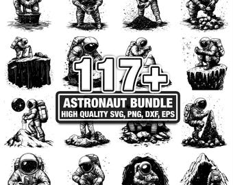 Más de 115 diseños de astronautas, descarga instantánea en formato PNG, DXF, EPS y SVG.