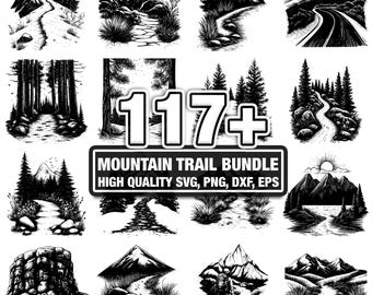 115+ Mountain Trail Bundle, Outdoor Designs, Instant Download png, dxf, eps, svg
