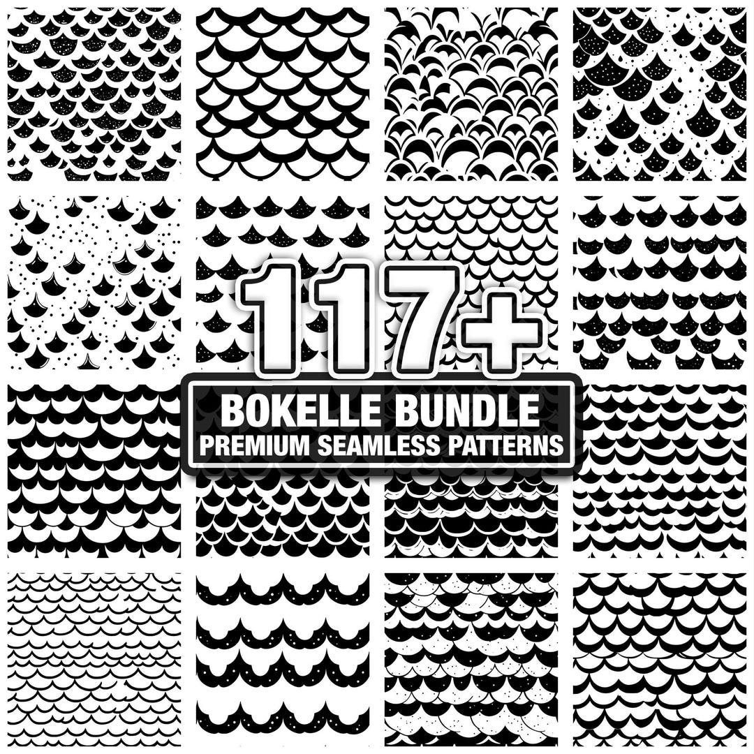 Bokeh Log Scale Bokelle Mermaid Scale Bokeh Patterns, Seamless Texture Bundle. Instant ...