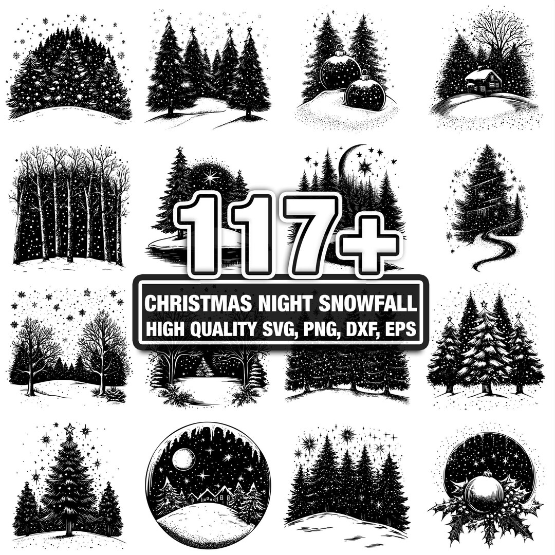 Snowfall Svg 115+ Christmas Snowfall Bundle, Winter Night Snow Scenes, Instant ...