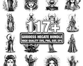 115+ Goddess Hecate Bundle, Dark Myth Designs, Instant Download png, dxf, eps, svg